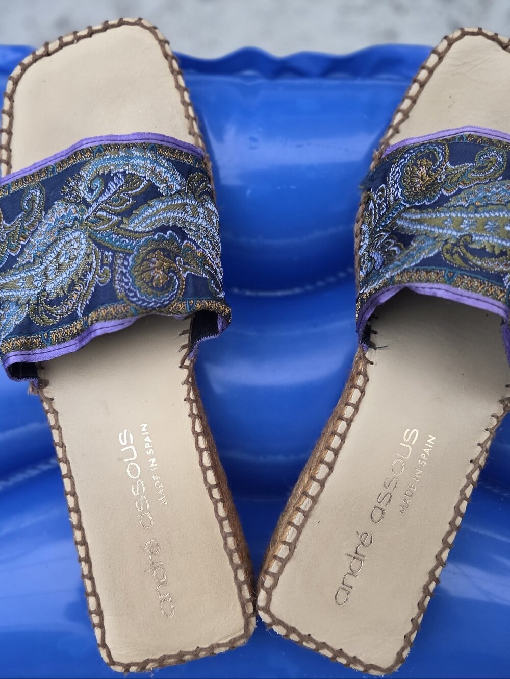 Andre Assous Multicolor Paisley Embroidered Slide Mules Size 10